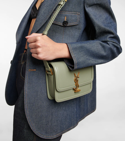 Shop Saint Laurent Solferino Small Leather Shoulder Bag In Light Sage