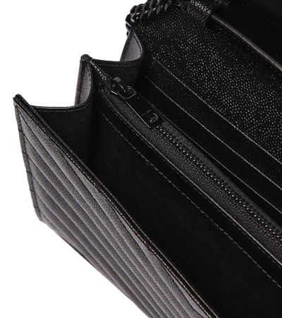 Shop Saint Laurent Cassandre Matelassé Leather Wallet On Chain In Black