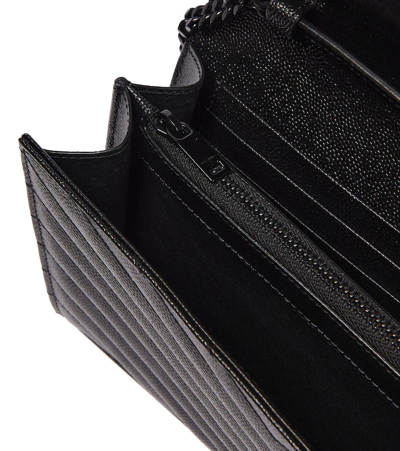 Saint Laurent Cassandre Leather Wallet On Chain In Black