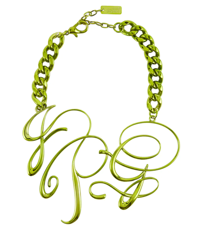 Jean Paul Gaultier Logo-detail Chain-link Necklace In Green | ModeSens