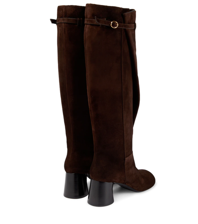 Shop Khaite Admiral Suede Knee-high Boots In Coffee