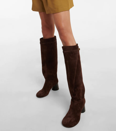 Shop Khaite Admiral Suede Knee-high Boots In Coffee