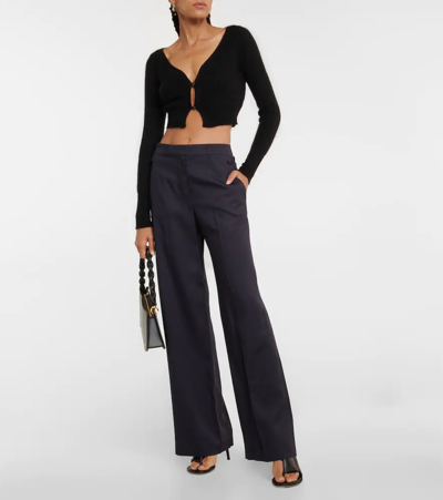 Shop Jacquemus Le Cardigan Alzou Cropped Cardigan In Black