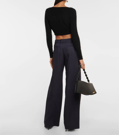 Shop Jacquemus Le Cardigan Alzou Cropped Cardigan In Black