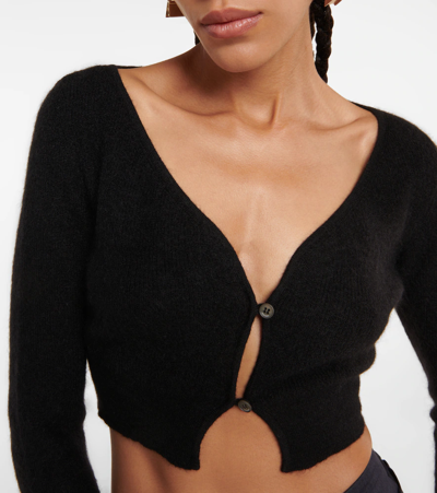 Shop Jacquemus Le Cardigan Alzou Cropped Cardigan In Black