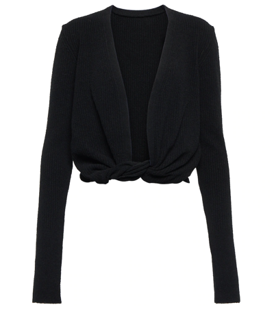 Shop Jacquemus Le Gilet Noué Cotton-blend Cardigan In Black