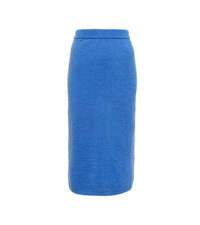 Shop Nanushka Jorna Wool-blend Midi Skirt In Blue