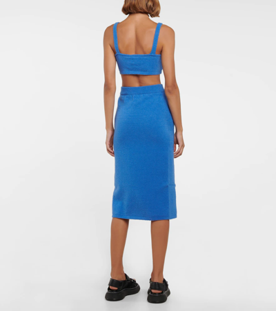 Shop Nanushka Jorna Wool-blend Midi Skirt In Blue