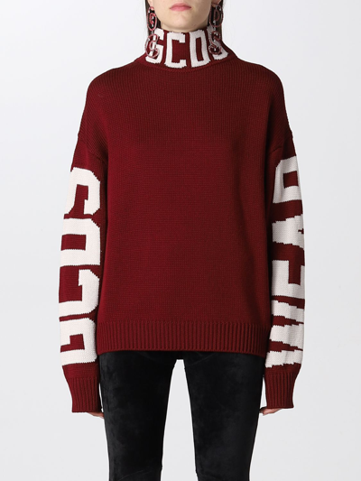 Shop Gcds Sweater  Men Color Burgundy