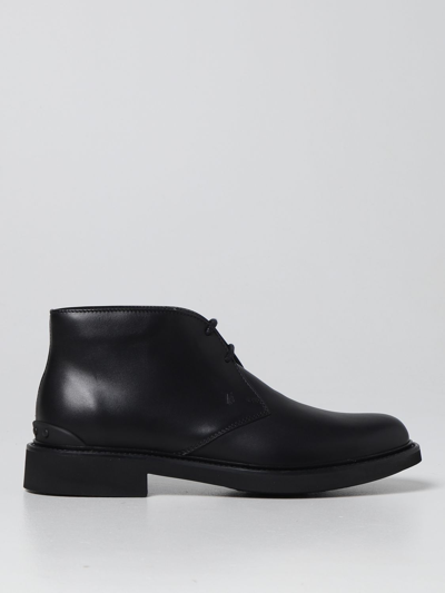 Shop Tod's Leather Ankle Boots In Black