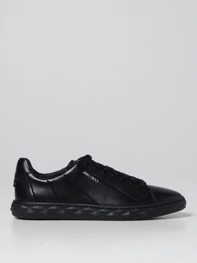 Shop Jimmy Choo Diamond Light Nappa Leather Sneakers In Black