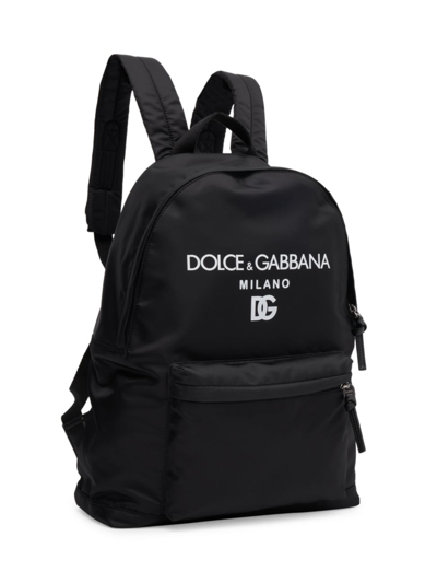 Shop Dolce & Gabbana Kid's Logo Nylon-blend Backpack In Black