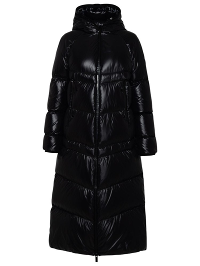 Shop Moncler Chanon Zipped Long Coat In Black