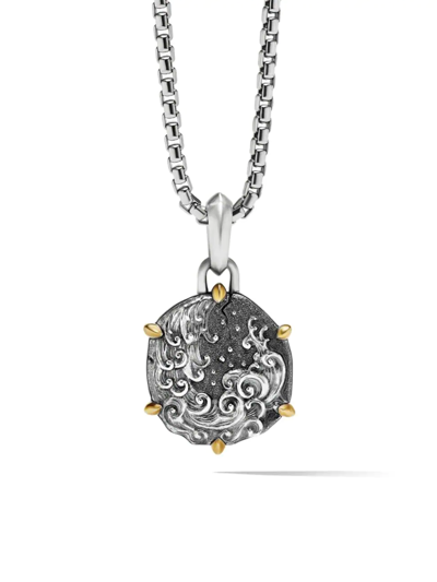 Shop David Yurman Men's Sterling Silver & 18k Yellow Gold Zodiac Amulet Enhancer In Aquarius