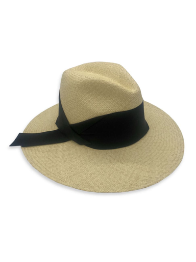 Shop Freya Gardenia Straw Fedora Hat In Black