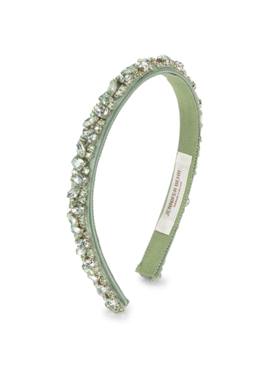 Shop Jennifer Behr Women's Essen Crystal-embellished Headband In Sage