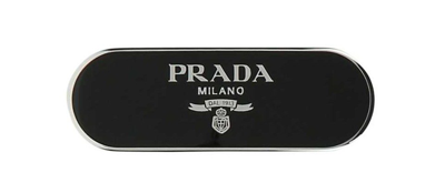 Shop Prada Logo Detailed Hair Clip In Black