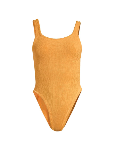 Shop Hunza G Women's Crinkle One-piece Swimsuit In Mango Sorbet