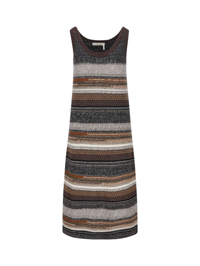 Shop Chloé Striped Sleeveless Knitted Dress In Multi