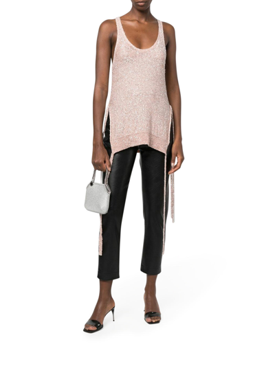 Shop Stella Mccartney Tank Top With Sequins In Pink & Purple