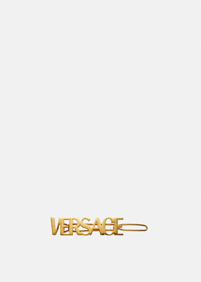 Shop Versace Logo Left Hair Clip, Female, Gold, One Size