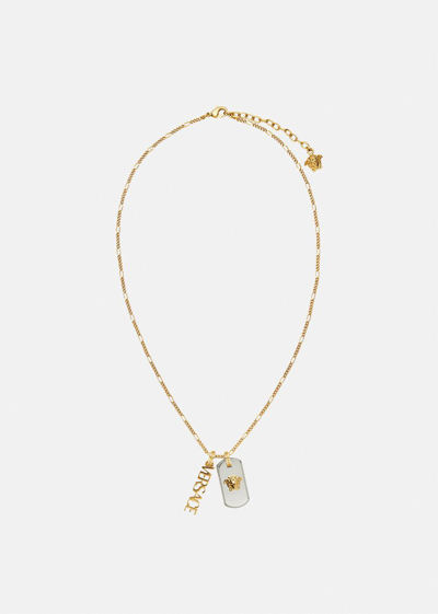 Shop Versace Medusa Logo Necklace In Silver+gold