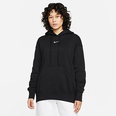 Shop Nike Women's Sportswear Phoenix Fleece Oversized Pullover Hoodie In Black/sail