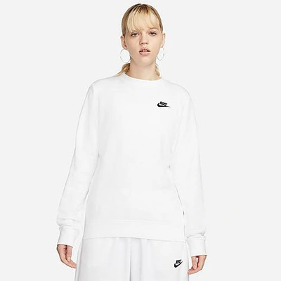 Shop Nike Women's Sportswear Club Fleece Crewneck Sweatshirt In White/black