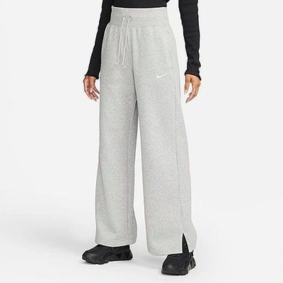 Shop Nike Women's Sportswear Phoenix Fleece High-waisted Wide-leg Sweatpants In Dark Grey Heather/sail