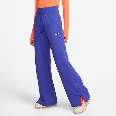Shop Nike Women's Sportswear Phoenix Fleece High-waisted Wide-leg Sweatpants In Lapis/sail