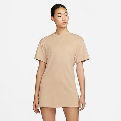 Shop Nike Women's Sportswear Essential T-shirt Dress In Hemp/white