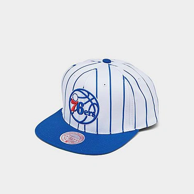 Shop Mitchell And Ness Philadelphia 76ers Nba Pinstripe Snapback Hat In White