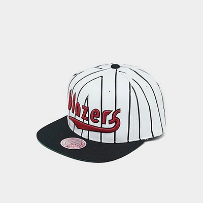 Shop Mitchell And Ness Portland Trailblazers Nba Pinstripe Hwc Snapback Hat In White