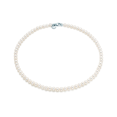 Shop Tiffany & Co Ziegfeld Collection Pearl Necklace With A Silver Clasp