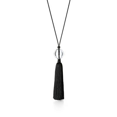 Shop Tiffany & Co Elsa Peretti® Sphere Necklace In Rock Crystal On A Black Silk Cord With Tassel