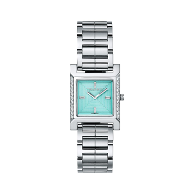Tiffany 1837 Makers 22 mm square watch in stainless steel with a leather  strap.
