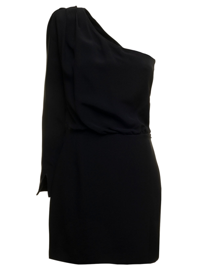 Shop Federica Tosi Black One Shoulder Viscose Dress  Woman