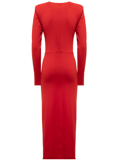 Shop Federica Tosi Draped Red Long Dress With Slit  Woman