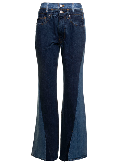 Shop Frame Le Jean Atelier Bicolor Denim Jeans  Woman In Blu