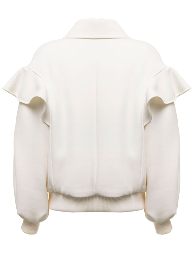 Shop Chloé White Wool And Silk Jacket With Ruffles Detail  Woman