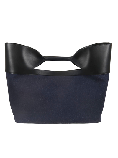 Shop Alexander Mcqueen The Bow Large Hand Bag In Denim/black