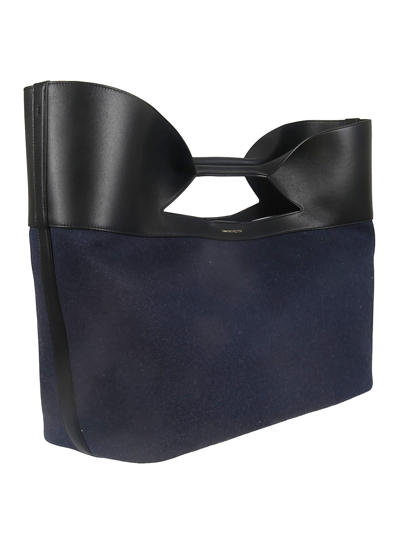 Shop Alexander Mcqueen The Bow Large Hand Bag In Denim/black