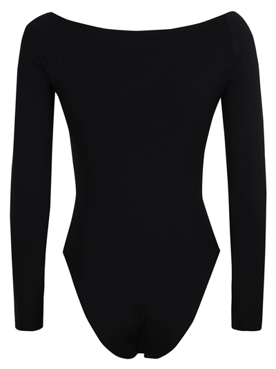 Shop Alexander Mcqueen Bow Detail Long-sleeved Bodysuit In Black