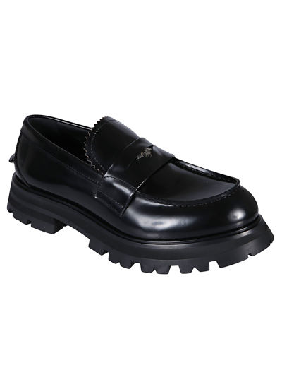 Shop Alexander Mcqueen Classic Slide-on Loafers In Black/silver