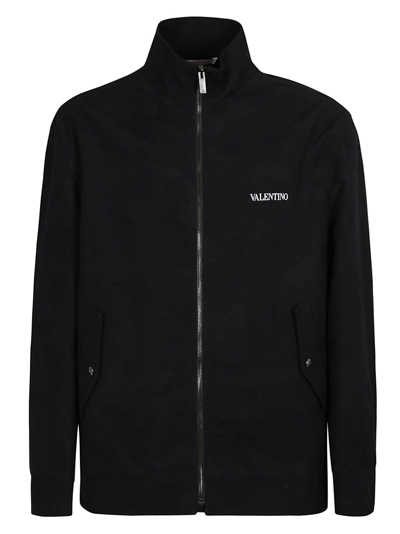 Shop Valentino Logo Detail Jacket In Camou Nero
