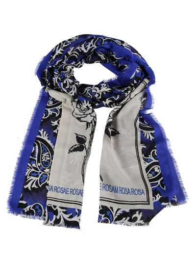 Shop Etro Printed Fringed Edge Scarf In Blue