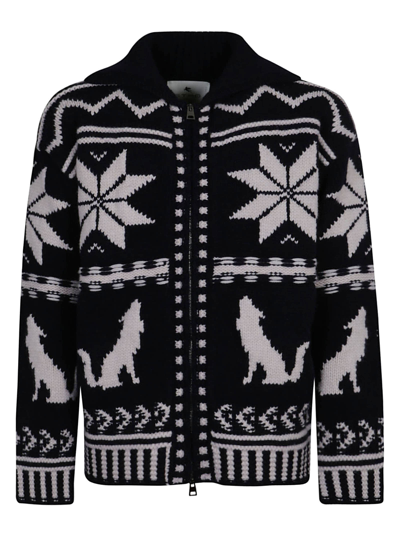 Shop Etro Knitted Cardigan In Blue