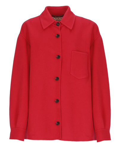 Shop Marni Wool And Cashmere Jacket In Raspberry