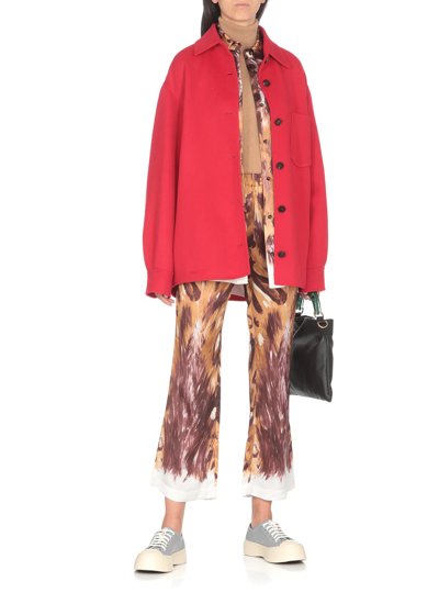 Shop Marni Wool And Cashmere Jacket In Raspberry