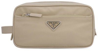 Shop Prada Re-nylon Wash Bag In Sand